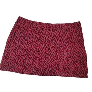 Windridge Cheryl Nash Red Black Abstract Chevron Knit Mini Skirt Size 6 Vintage